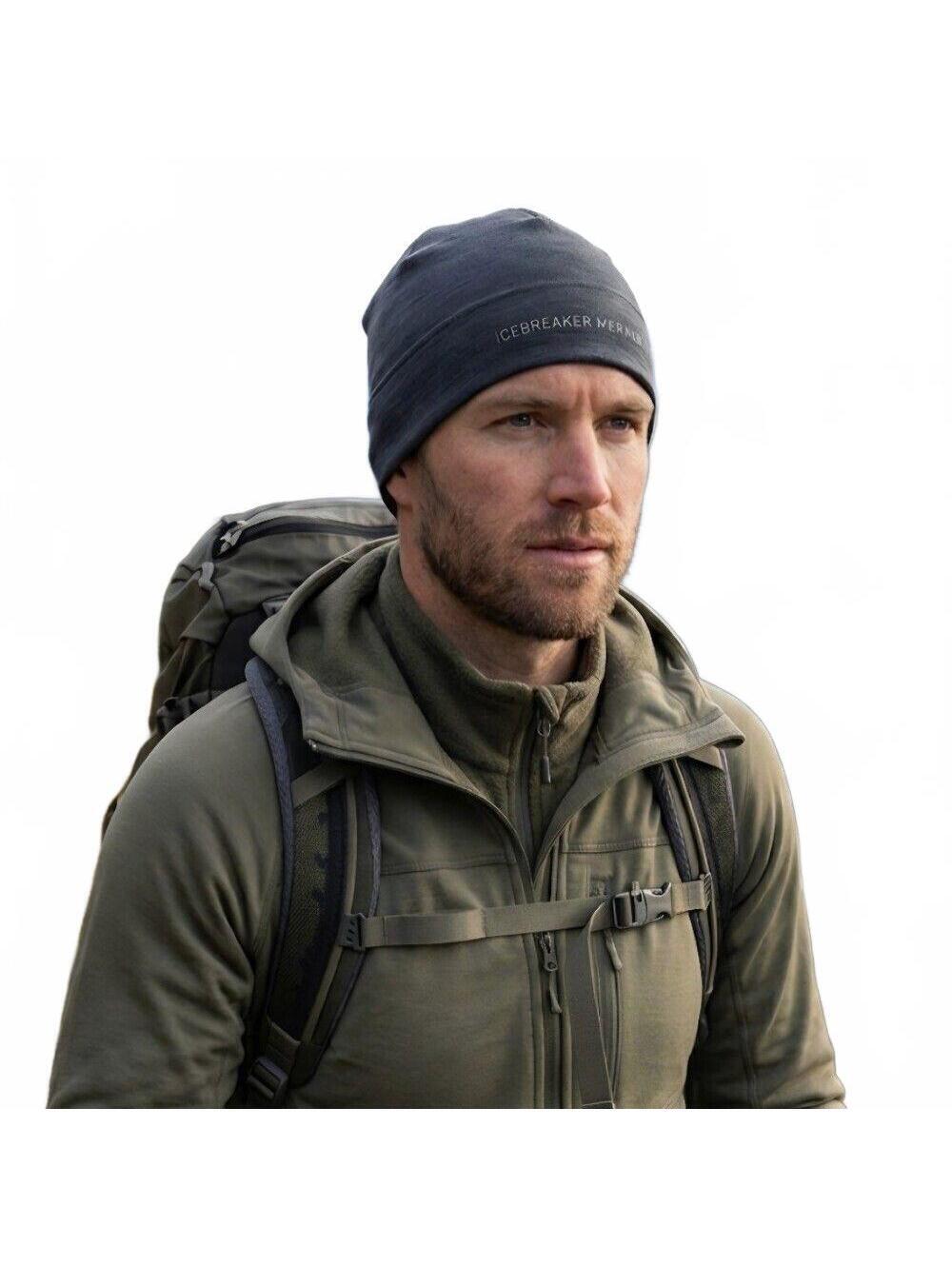 Icebreaker Chase Merino Beanie Cap Hat Jersey Fabric Gorpcore Black 250g Unisex